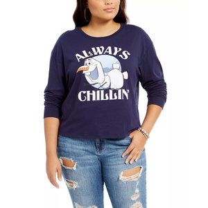 NWT Disney Frozen Always Chillin Graphic Print Plus Size 1X Navy $34
